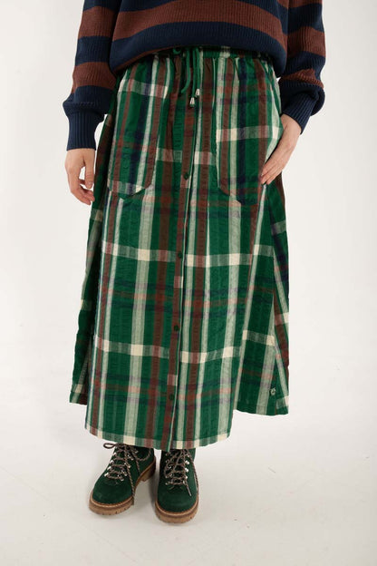 Danevisit Seersucker Skirt Dk Pine CHECK
