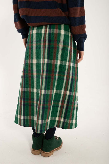 Danevisit Seersucker Skirt Dk Pine CHECK