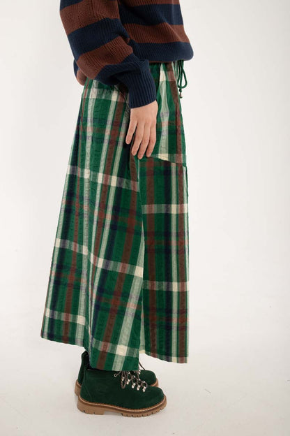 Danevisit Seersucker Skirt Dk Pine CHECK