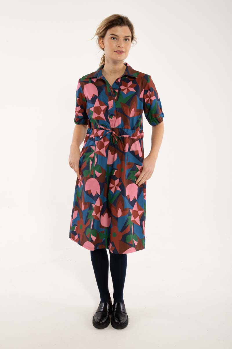 Danesusanne Poplin Dress Ocean Blue GEOFLEUR