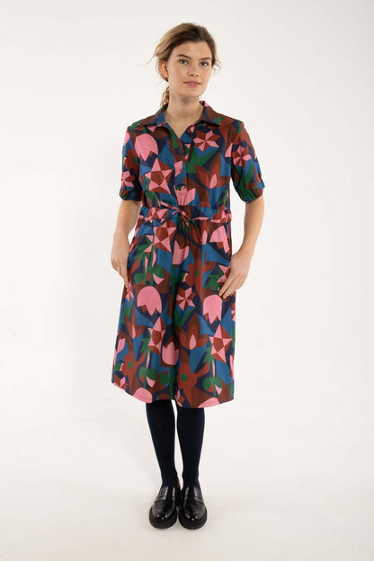 Danesusanne Poplin Dress Ocean Blue GEOFLEUR