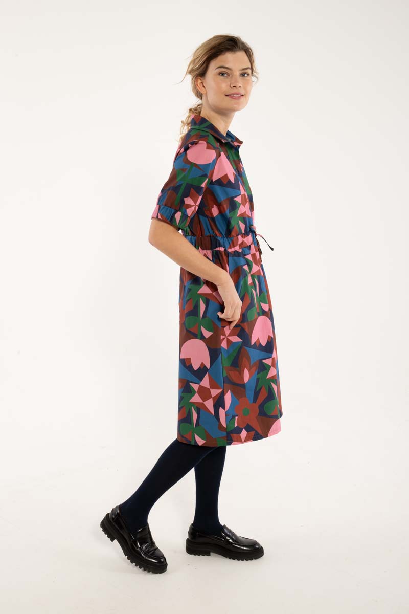 Danesusanne Poplin Dress Ocean Blue GEOFLEUR