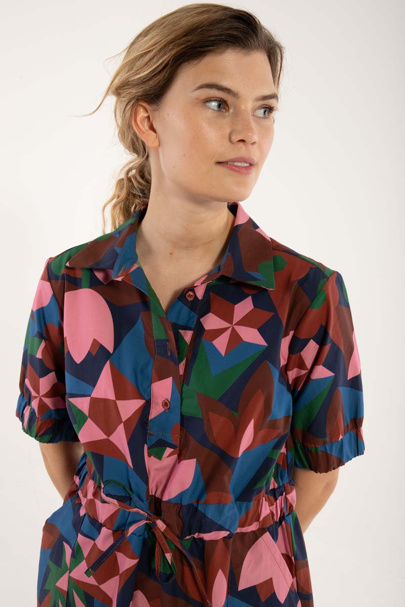 Danesusanne Poplin Dress Ocean Blue GEOFLEUR