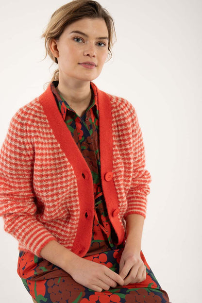 Danadorable Alpaca Cardigan Bright Red/Powder 