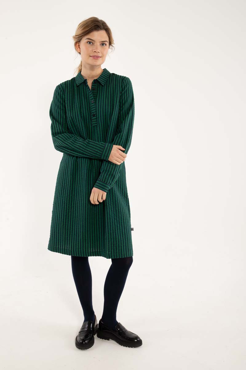 Danecarnation Seersucker Dress Dk Navy/Dk Pine