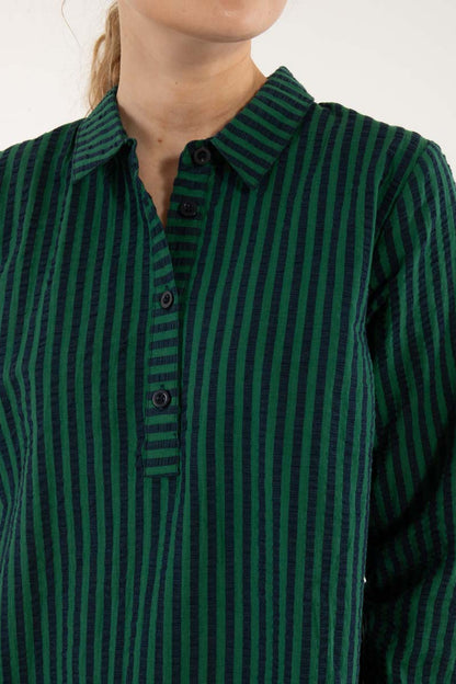 Danecarnation Seersucker Dress Dk Navy/Dk Pine