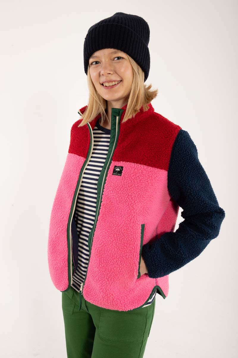 Danebirk Fleece Zip-Up Dk Red/Dk Navy/Spicy Pink/Dk Pine