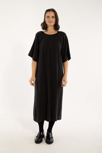 Danehostess Heavy Linnen Dress Black