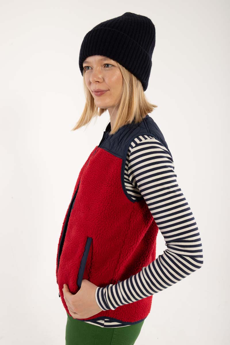 Danewalnut Fleece Bodywarmer Dk Navy/Dk Red