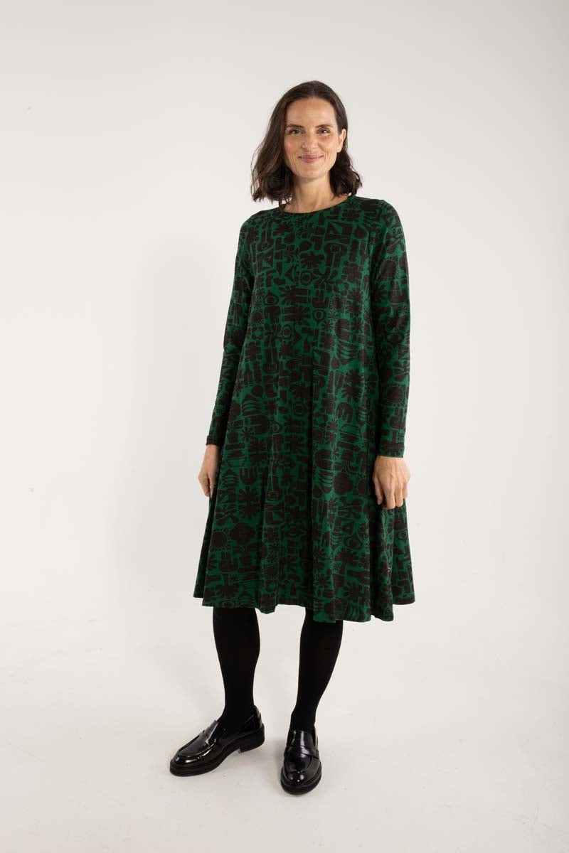 Flot mønstret kjole til kvinder