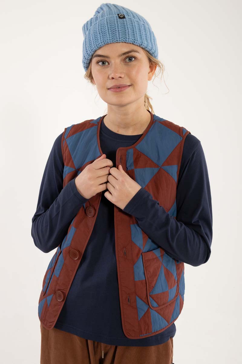 Danefield AOP Thermo Vest Dk Brick/Warm Blue DIAMETRIC