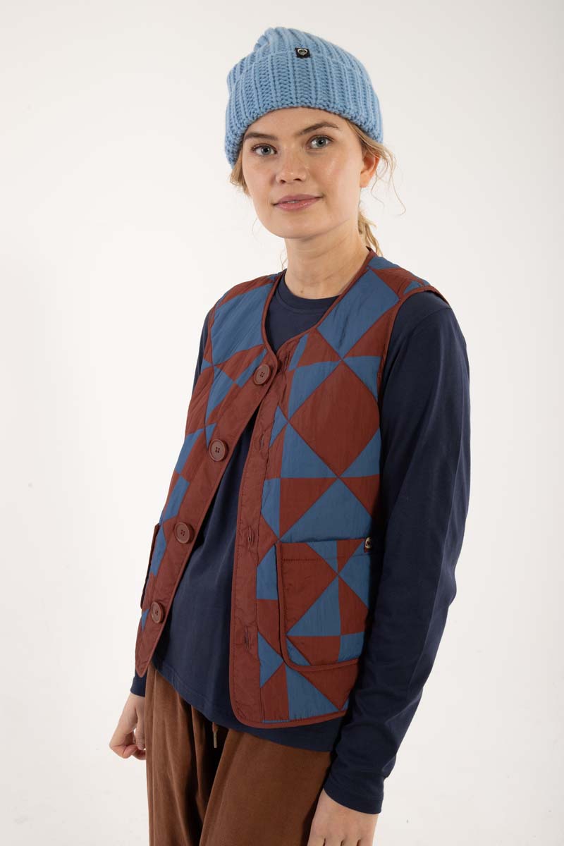 Danefield AOP Thermo Vest Dk Brick/Warm Blue DIAMETRIC