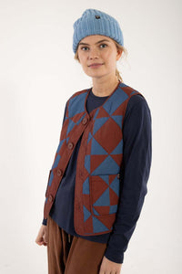 Danefield AOP Thermo Vest Dk Brick/Warm Blue DIAMETRIC