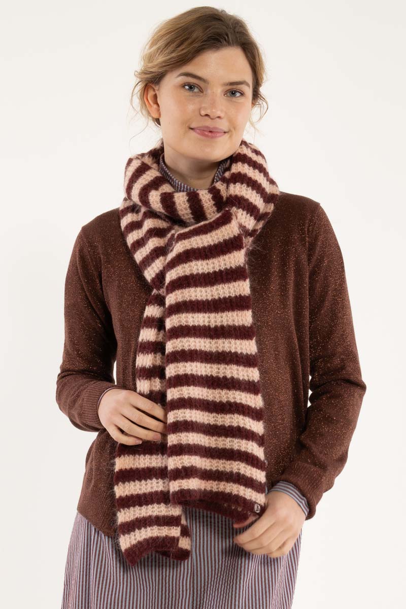 Danefrosty Wool Scarf Dk Merlot/Powder