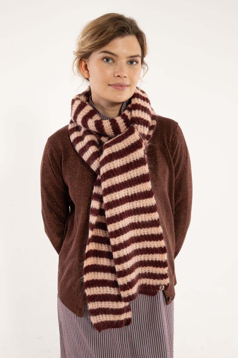 Danefrosty Wool Scarf Dk Merlot/Powder