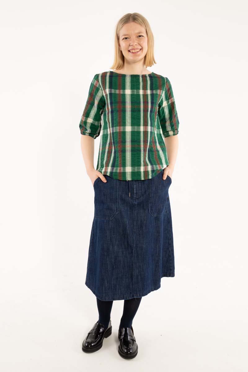 Danecremant Seersucker Shirt Dk Pine CHECK