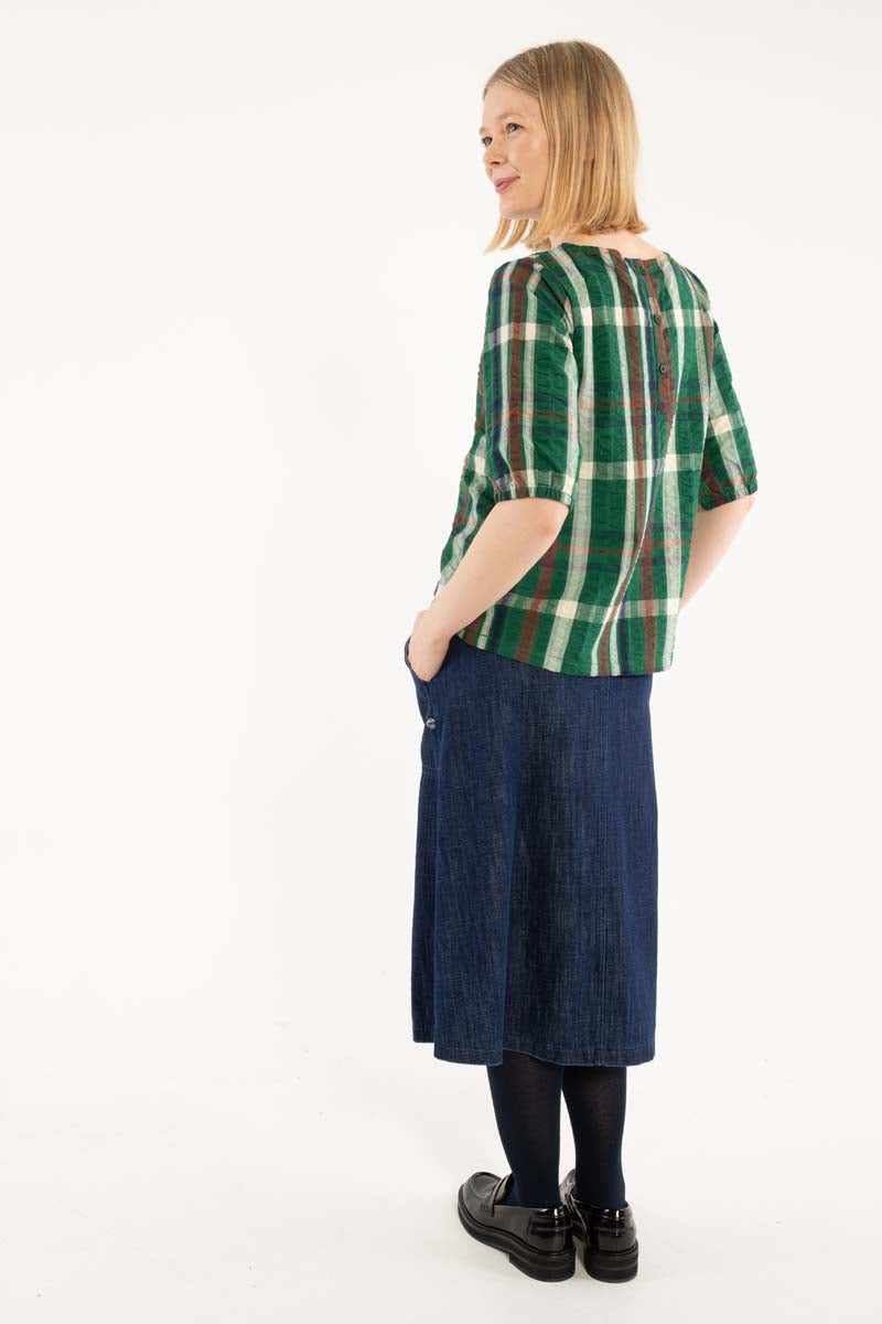 Danecremant Seersucker Shirt Dk Pine CHECK
