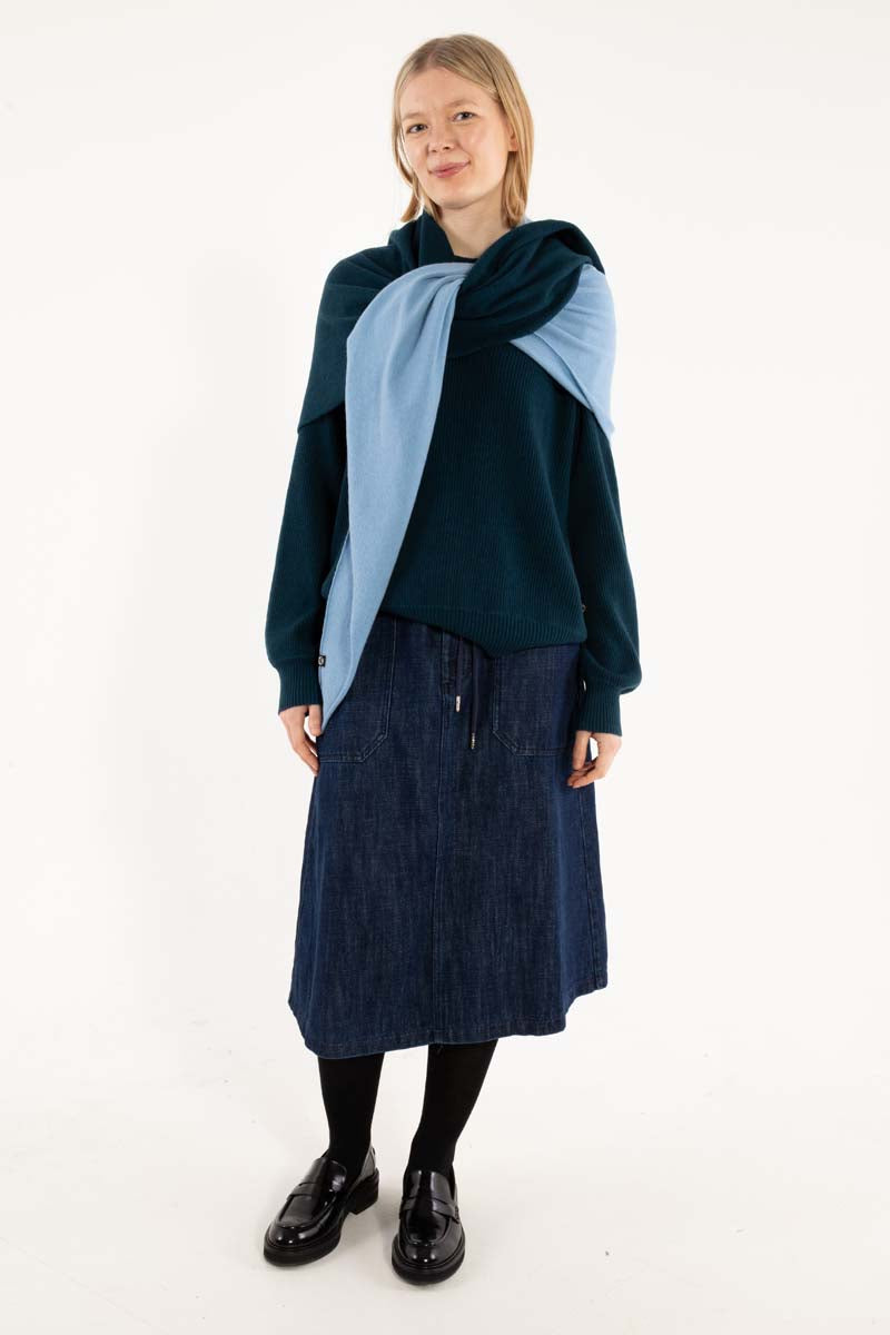 Danefireplace Wool Shawl Lt Blue Grey/Dk Slate