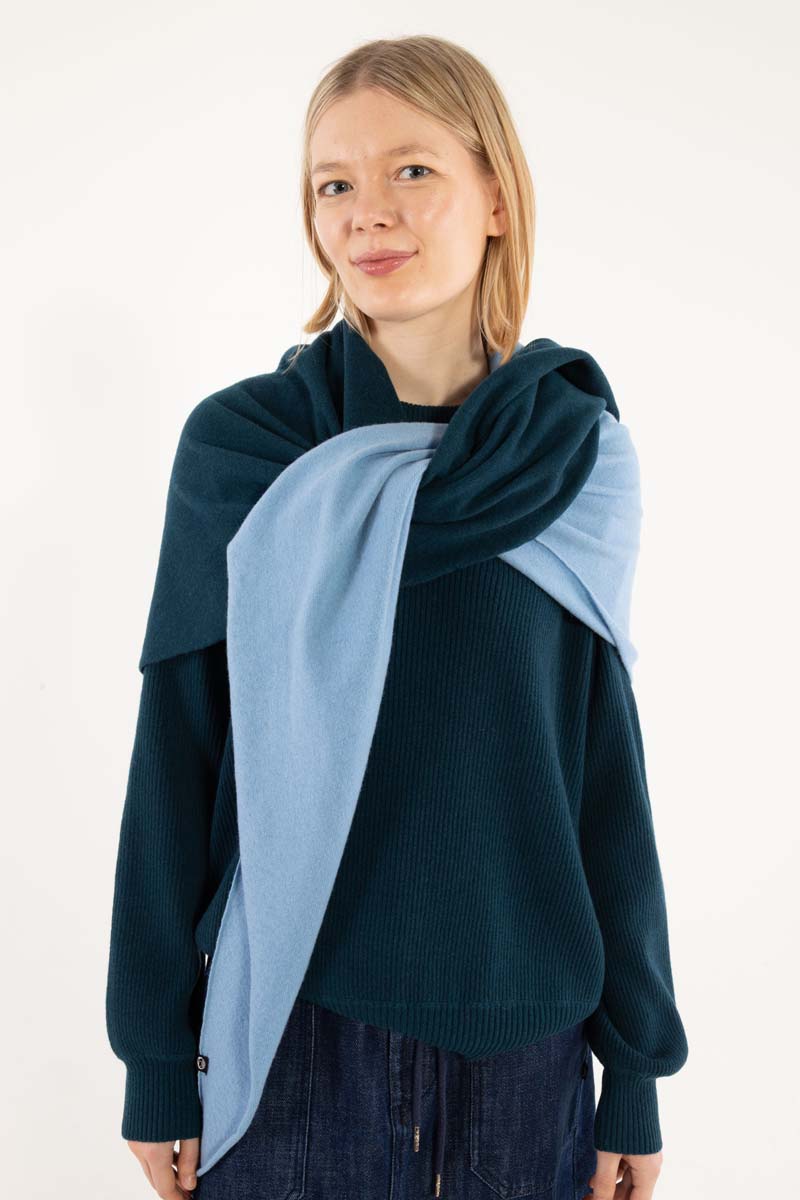 Danefireplace Wool Shawl Lt Blue Grey/Dk Slate