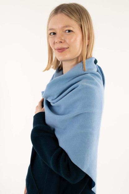 Danefireplace Wool Shawl Lt Blue Grey/Dk Slate
