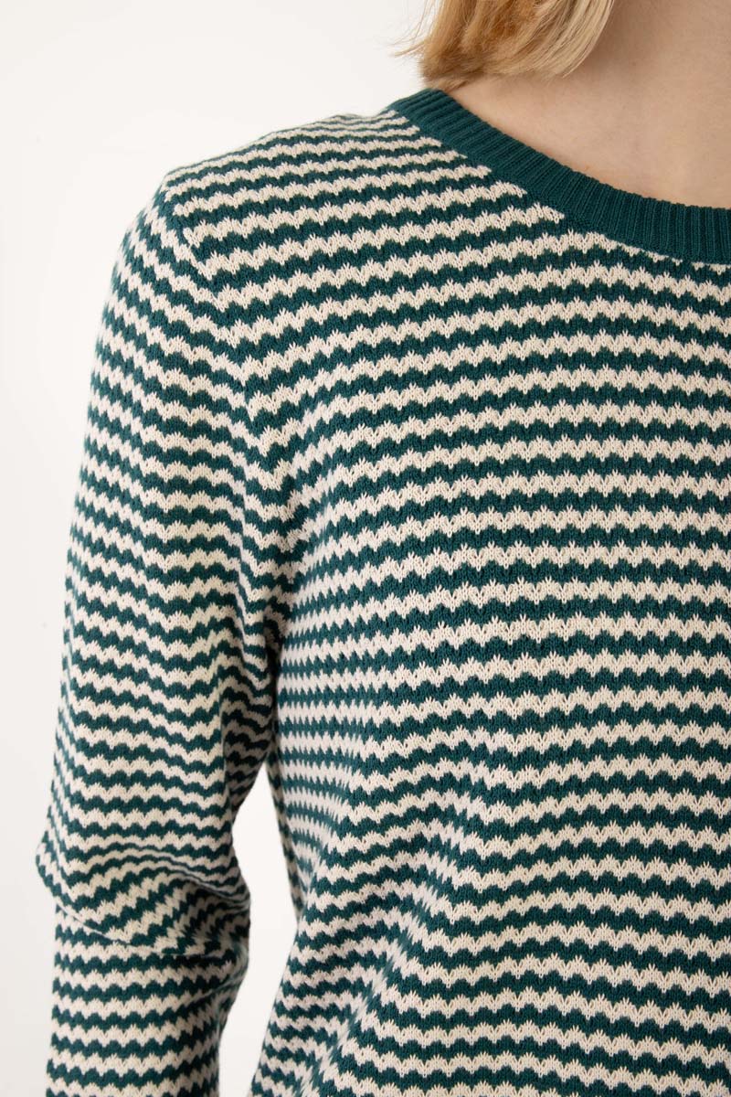 Danefox – Perlenstrickpullover in Dunkelschiefergrau/Kreide