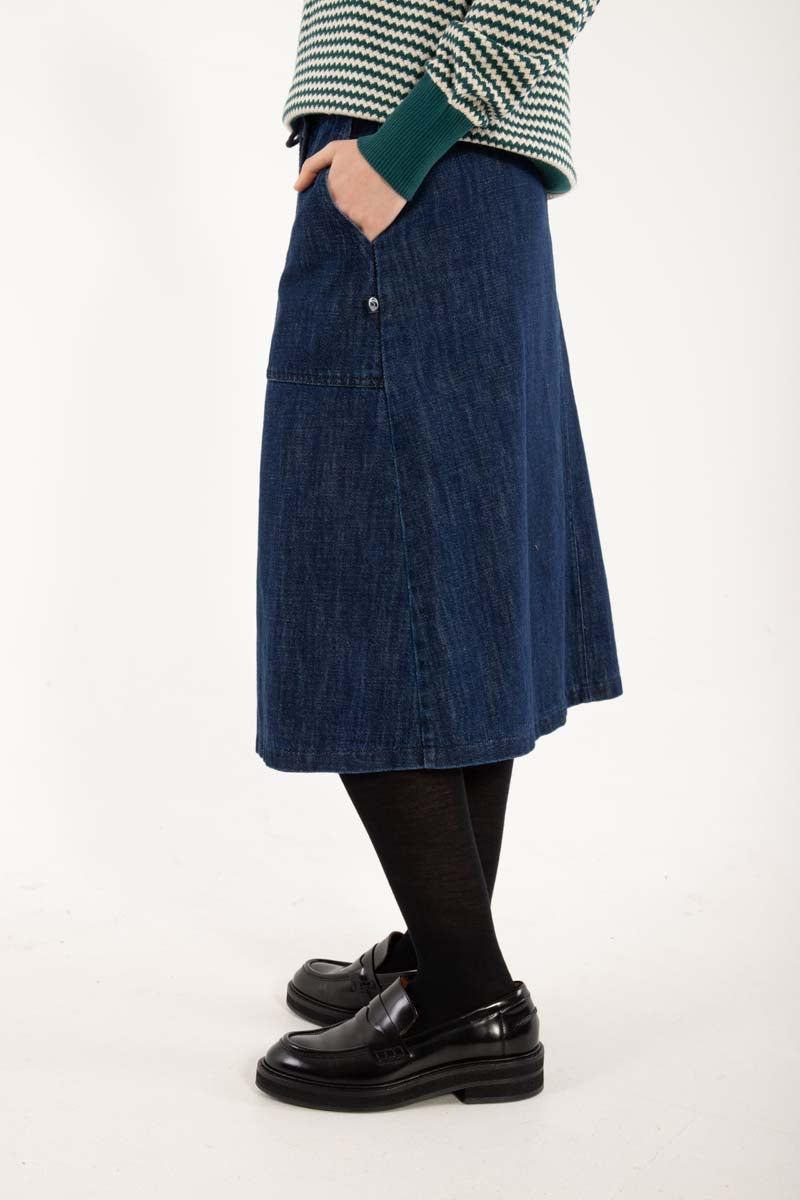 Denimnederdel med bindebånd til kvinder