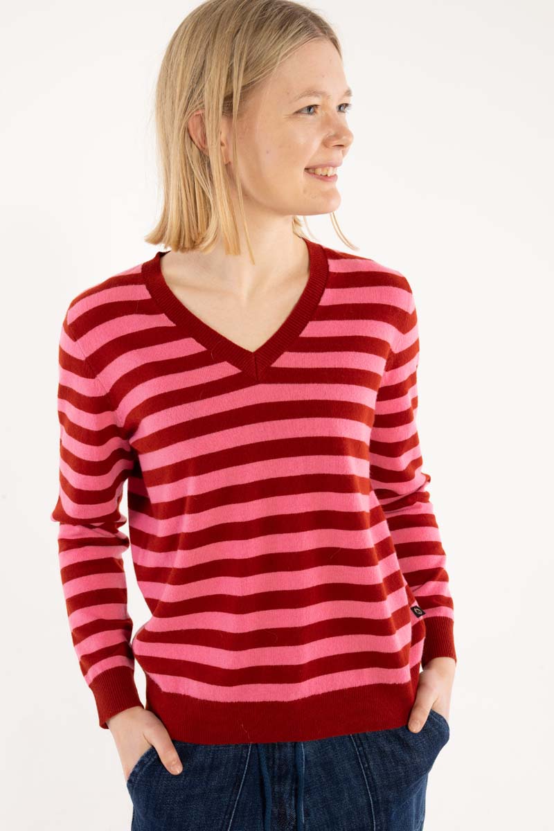 Danesaint Merino Wool Sweater Dk Rust/Spicy Pink