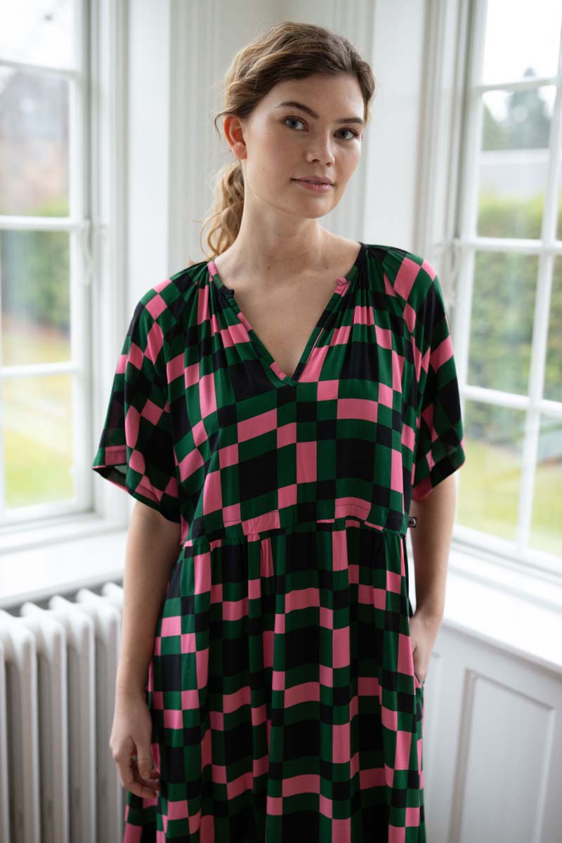 Daneluft 3/4 Viscose Dress Dk Pine PIX