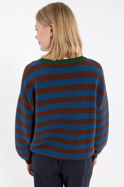Danegold 3D Crotchet Cotton Sweater Dk Merlot/Ocean Blue