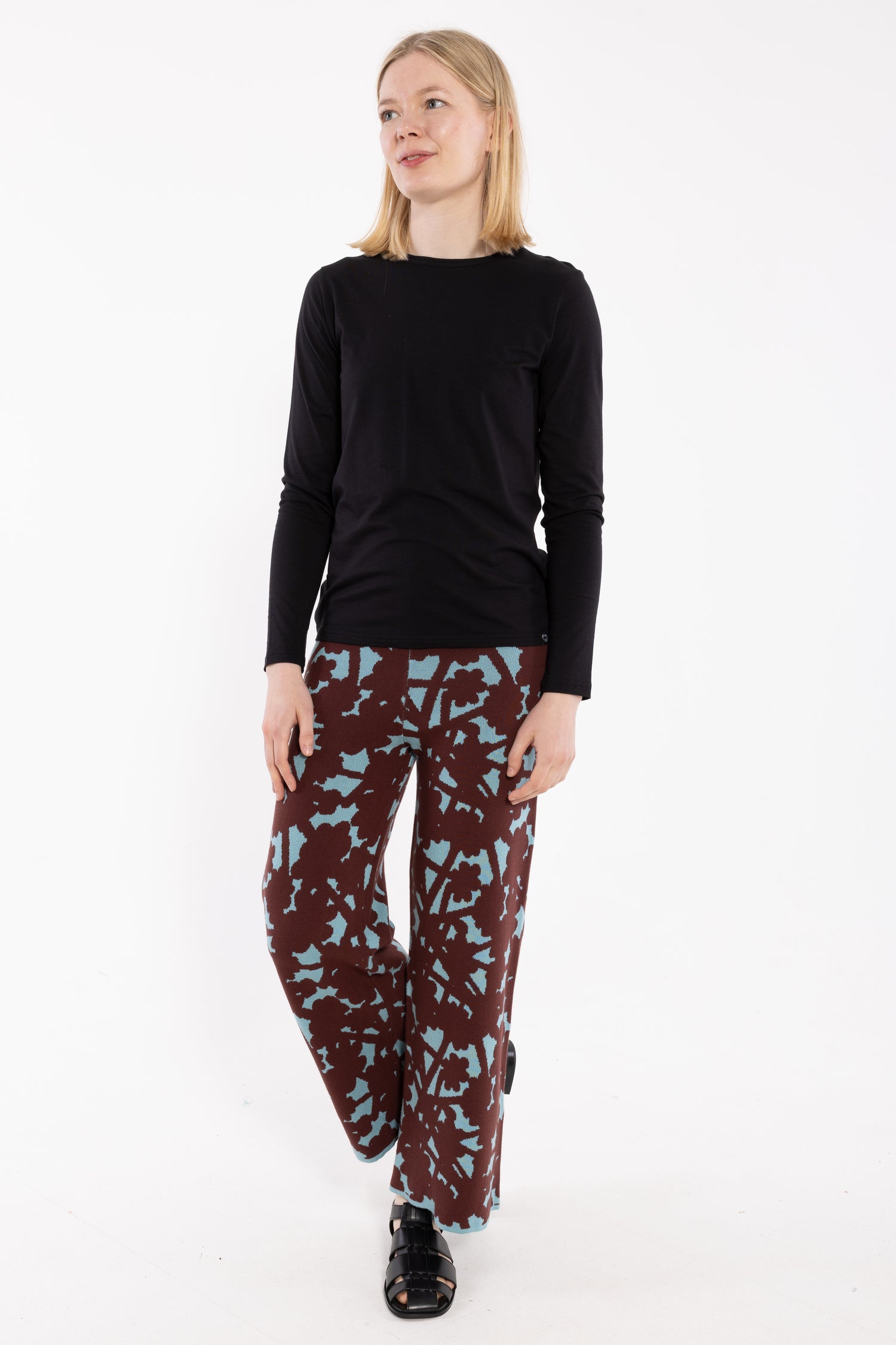 Danexclusive Jaquard Viscose Pants Dk Merlot/Grey Duck