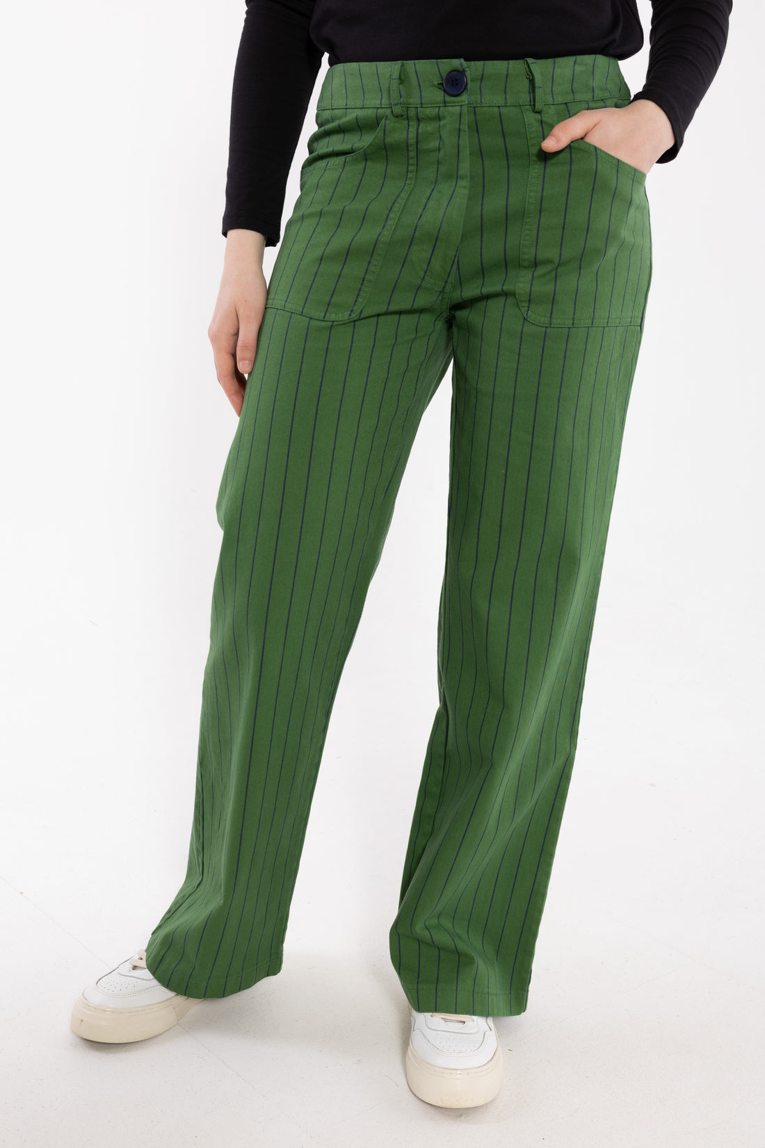 Danedaisy Stretch Canvas Pants Moss Green/Dk Navy