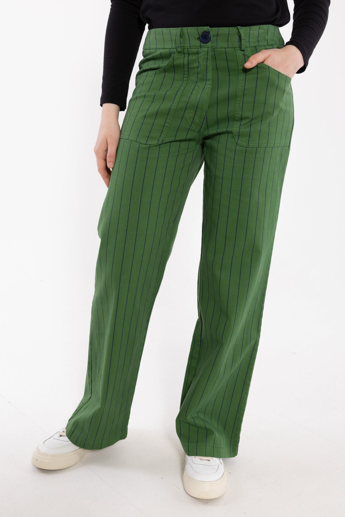 Danedaisy Stretch Canvas Pants Moss Green/Dk Navy