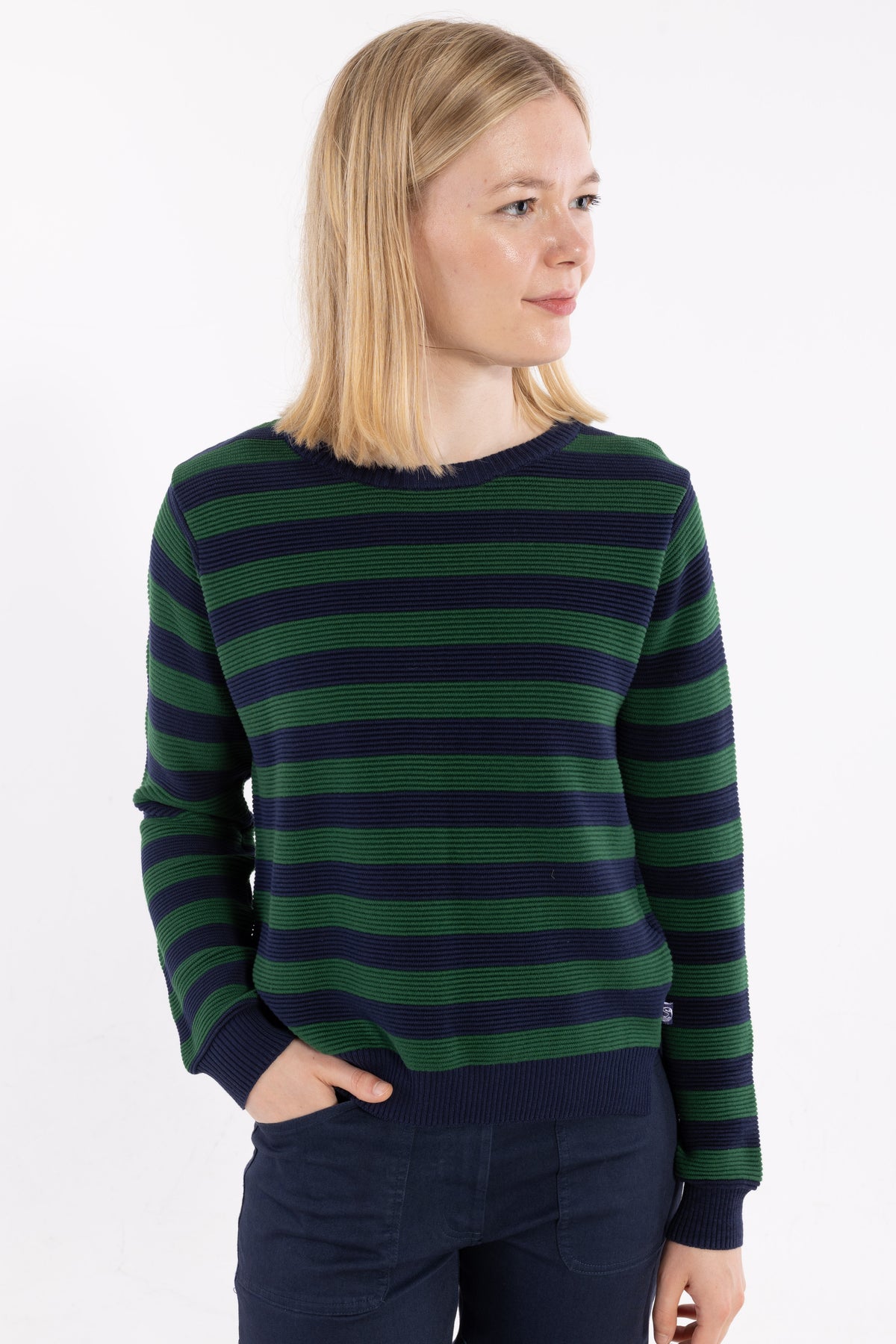 Danepearly 3D Crotchet Cotton Sweater Dk Navy/Dk Pine