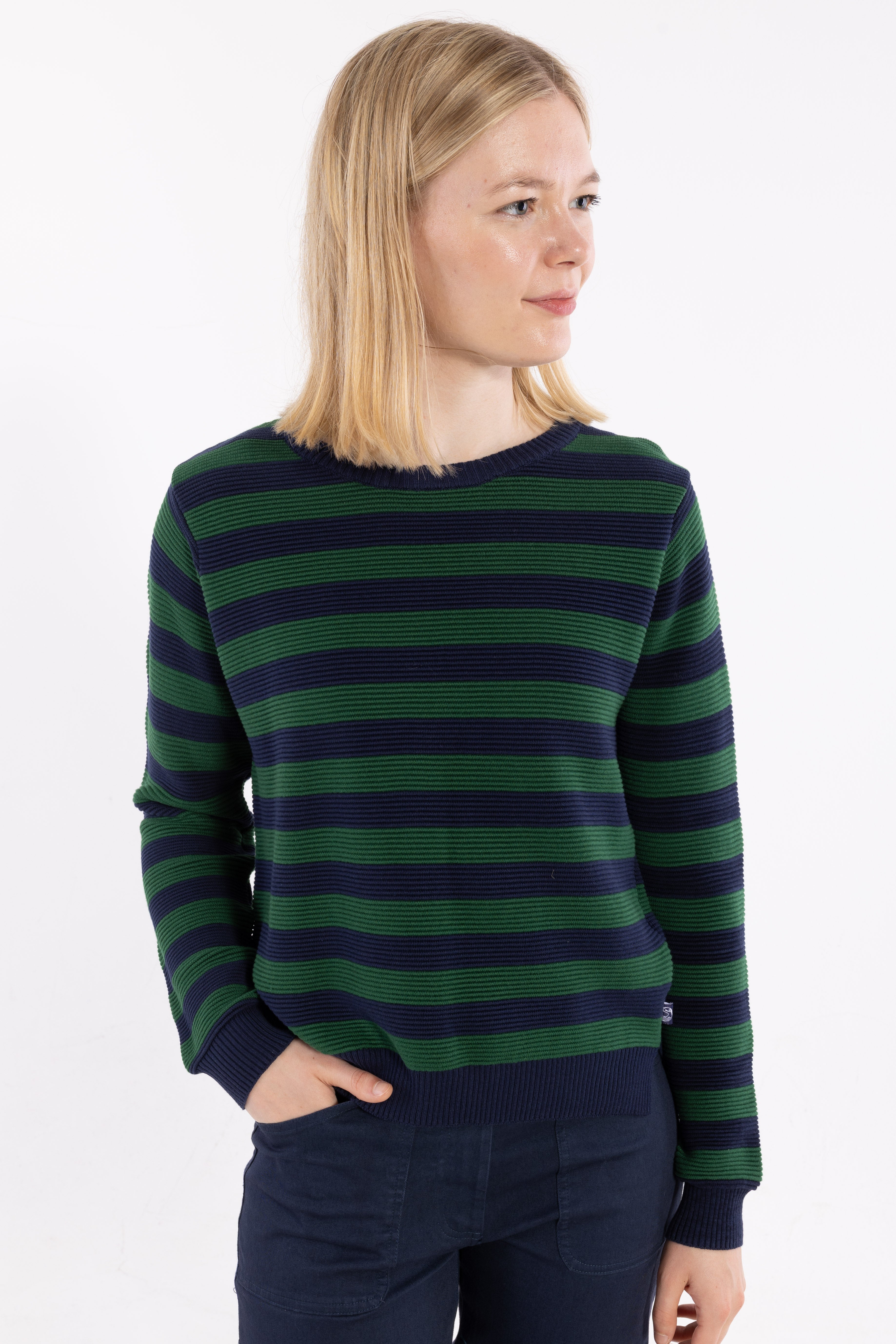 Danepearly 3D Crotchet Cotton Sweater Dk Navy/Dk Pine