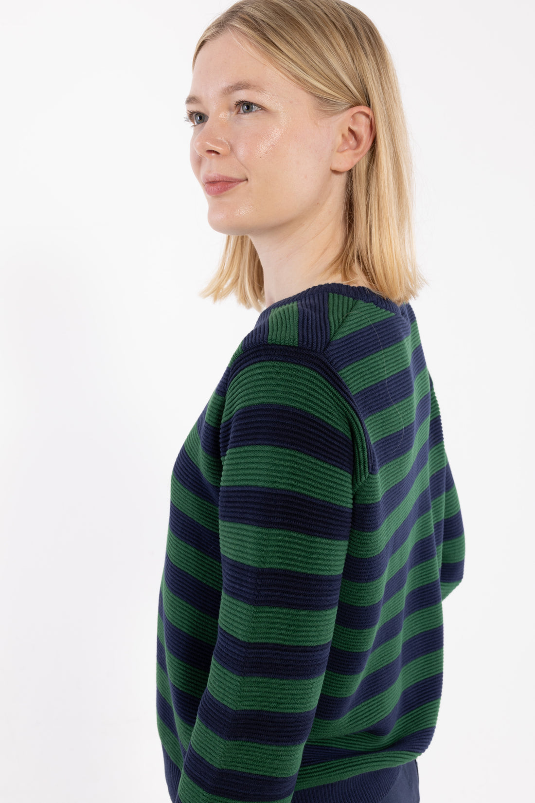 Danepearly 3D Crotchet Cotton Sweater Dk Navy/Dk Pine