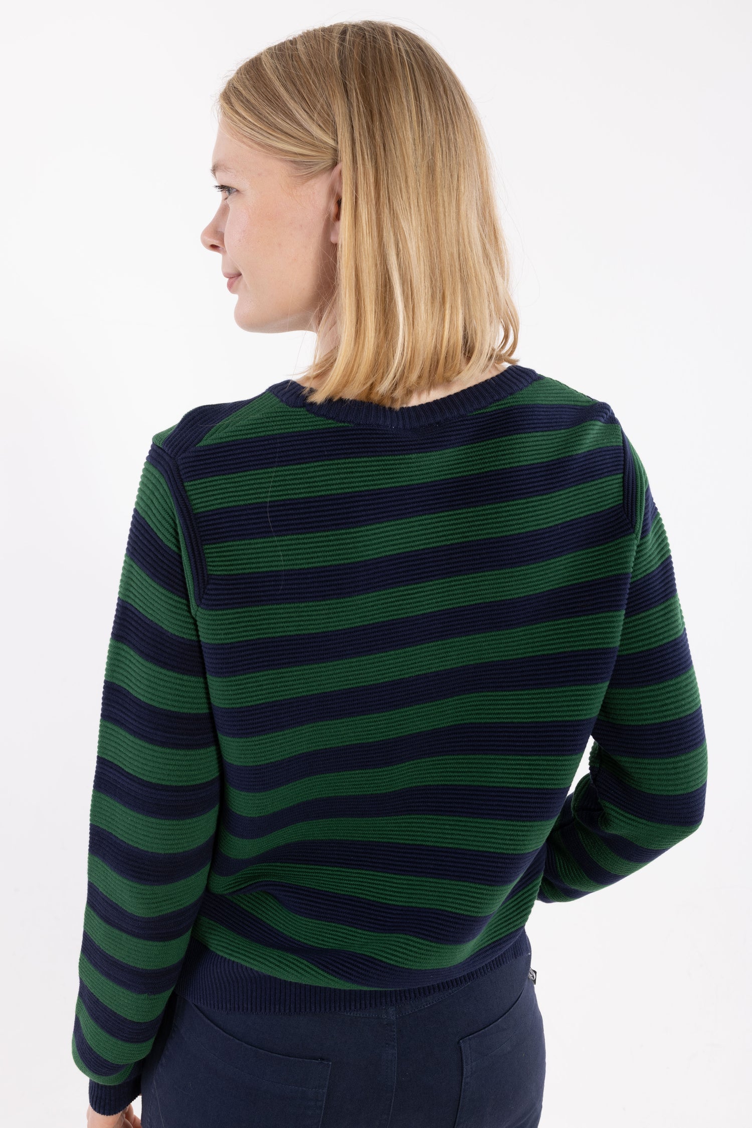 Danepearly 3D Crotchet Cotton Sweater Dk Navy/Dk Pine