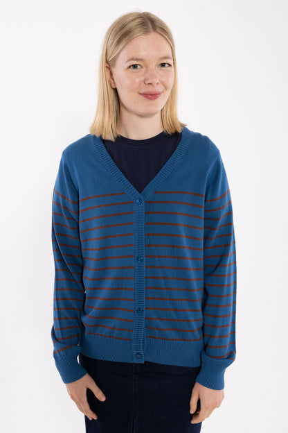 Danejolly Cotton Cardigan Ocean Blue/Dk Merlot