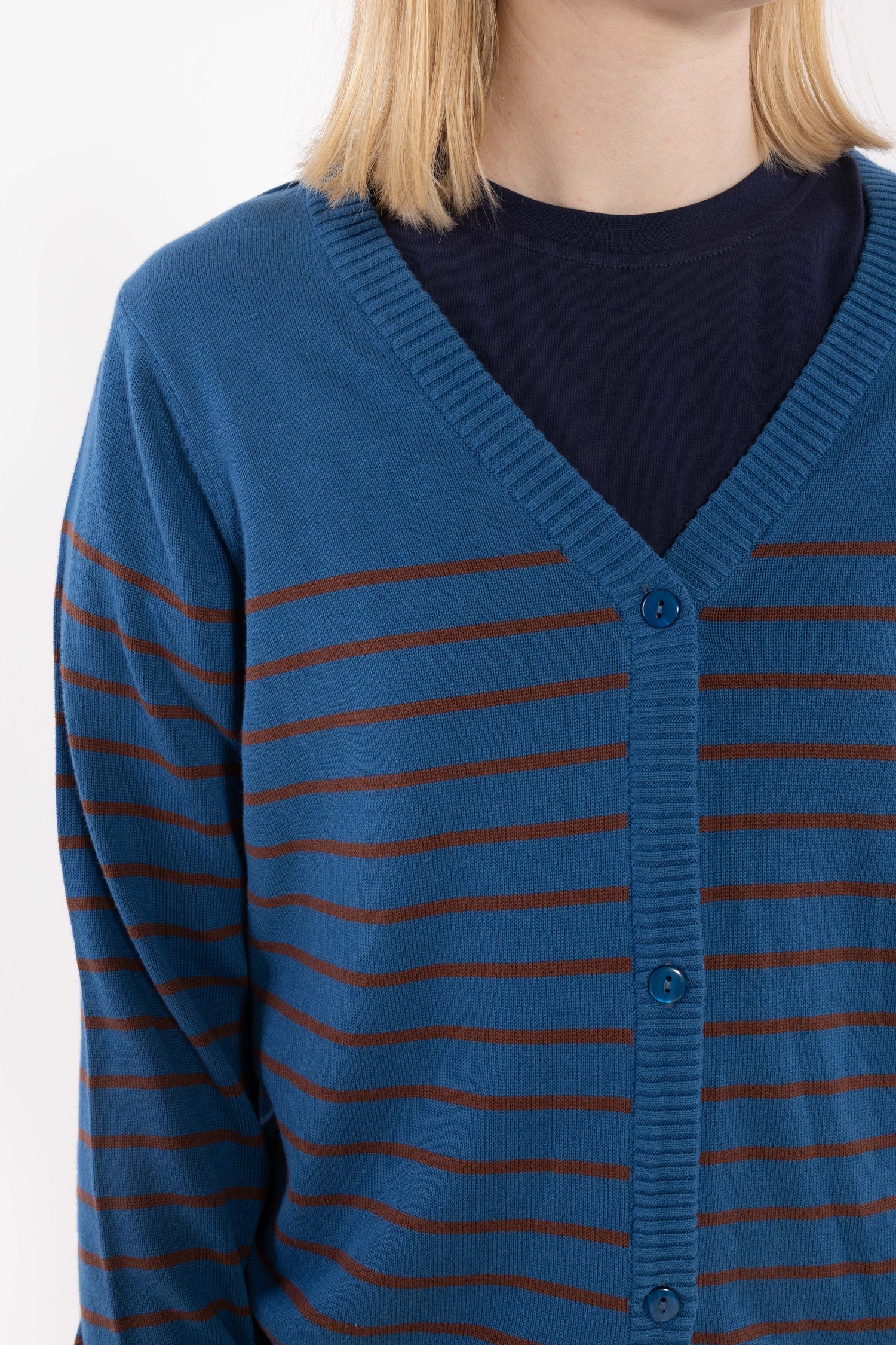 Danejolly Cotton Cardigan Ocean Blue/Dk Merlot