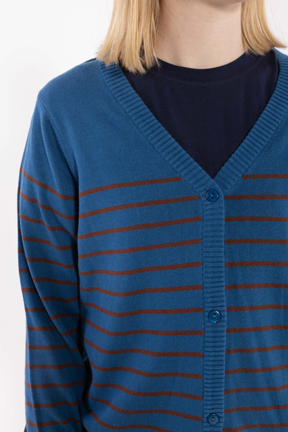 Danejolly Cotton Cardigan Ocean Blue/Dk Merlot