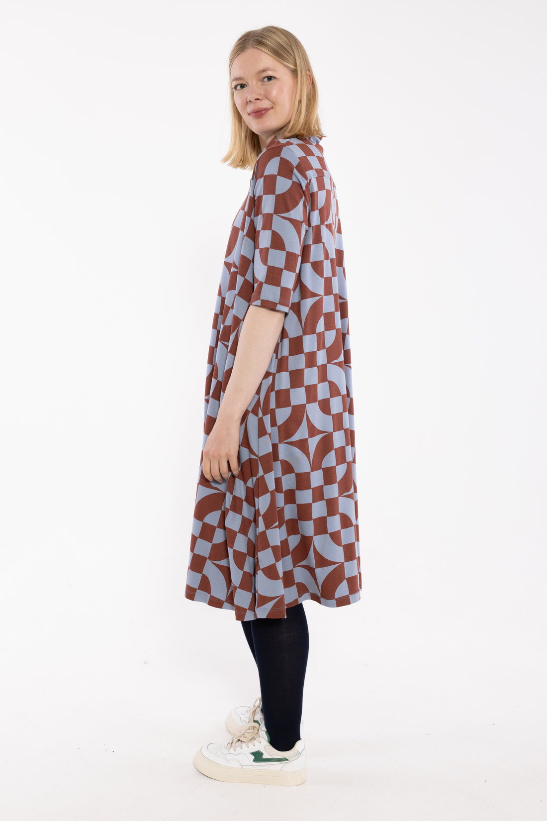 Dananemone LS Interlock Dress Lt Blue Grey CHECKITOUT