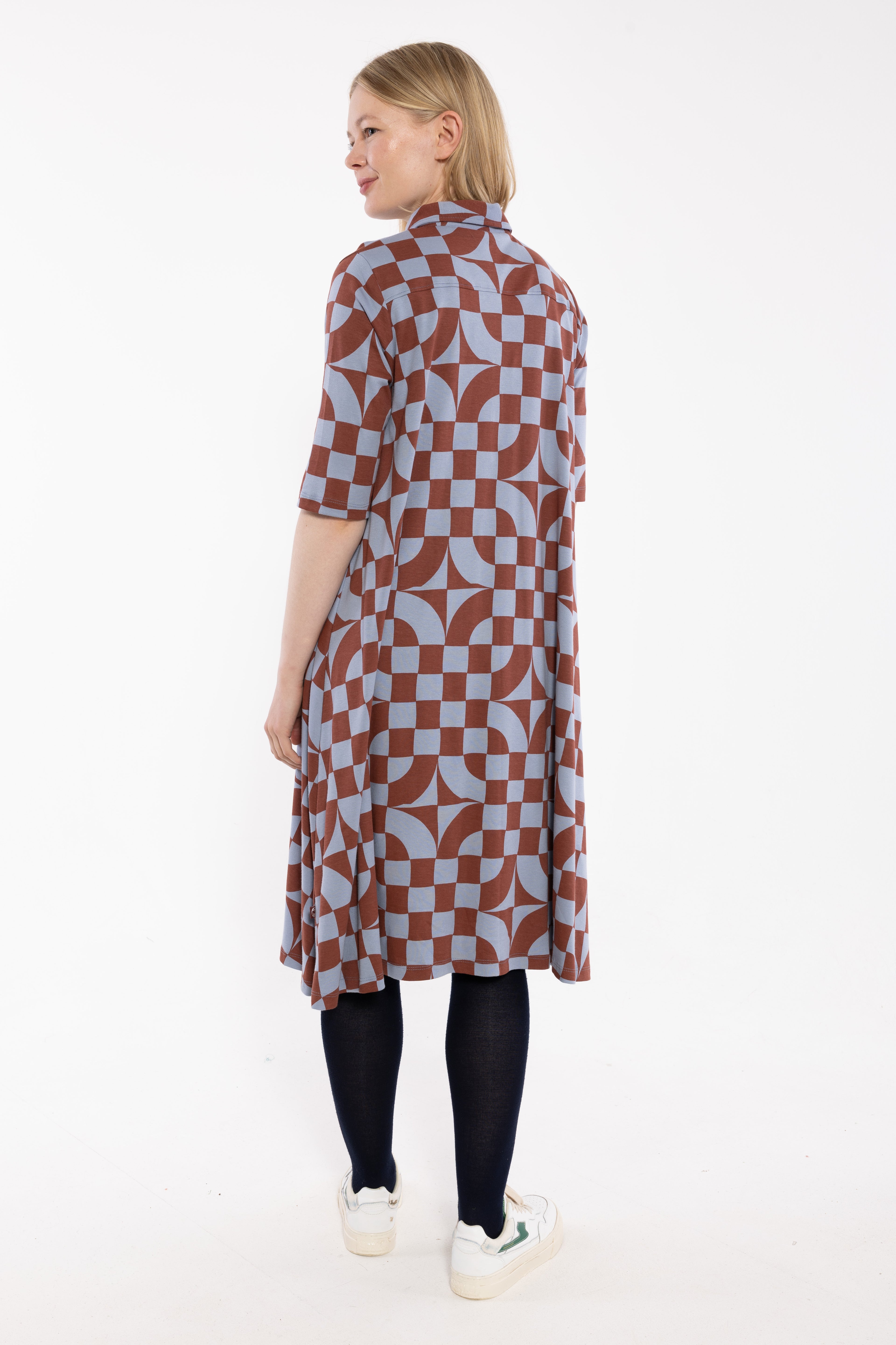 Dananemone LS Interlock Dress Lt Blue Grey CHECKITOUT
