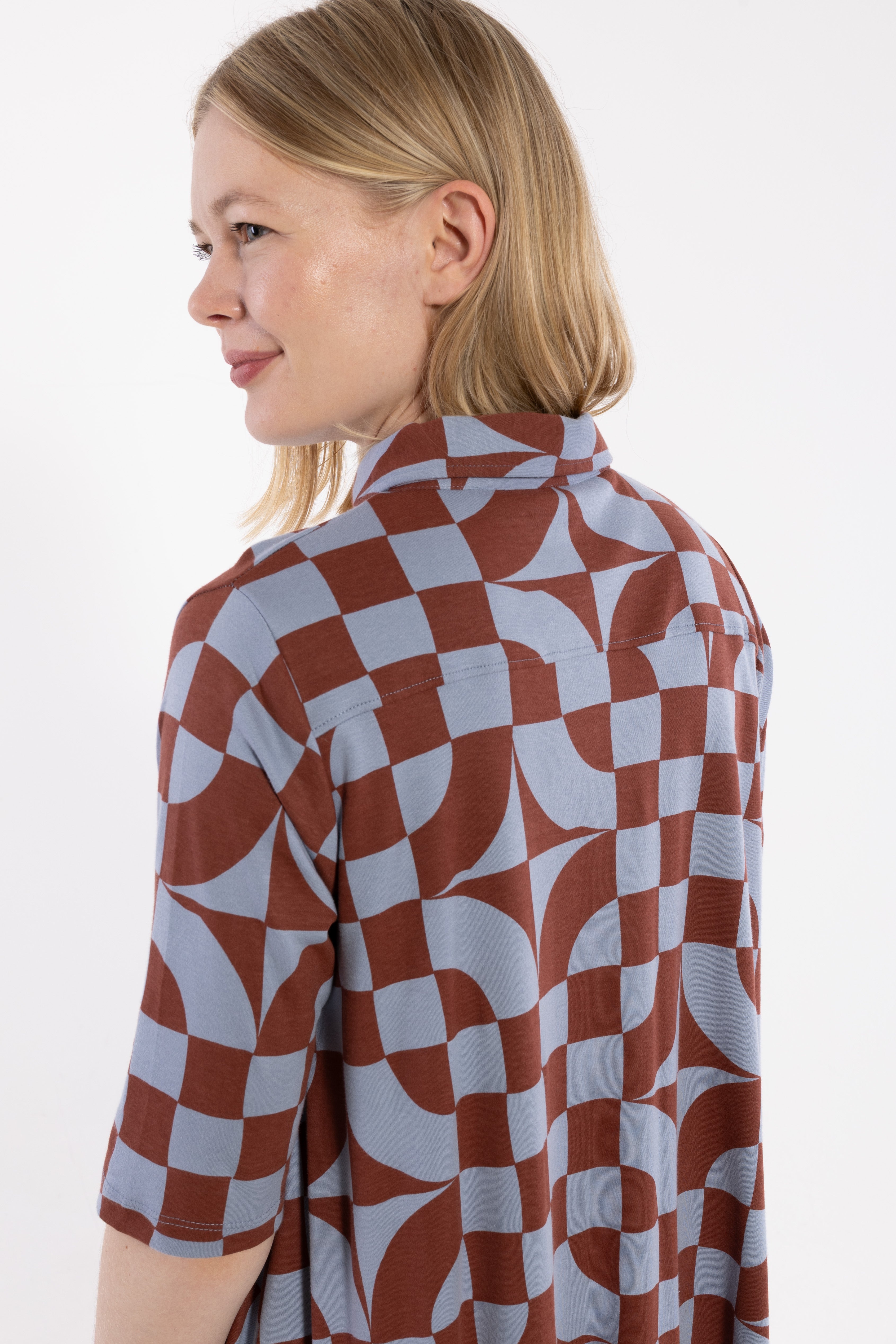 Dananemone LS Interlock Dress Lt Blue Grey CHECKITOUT