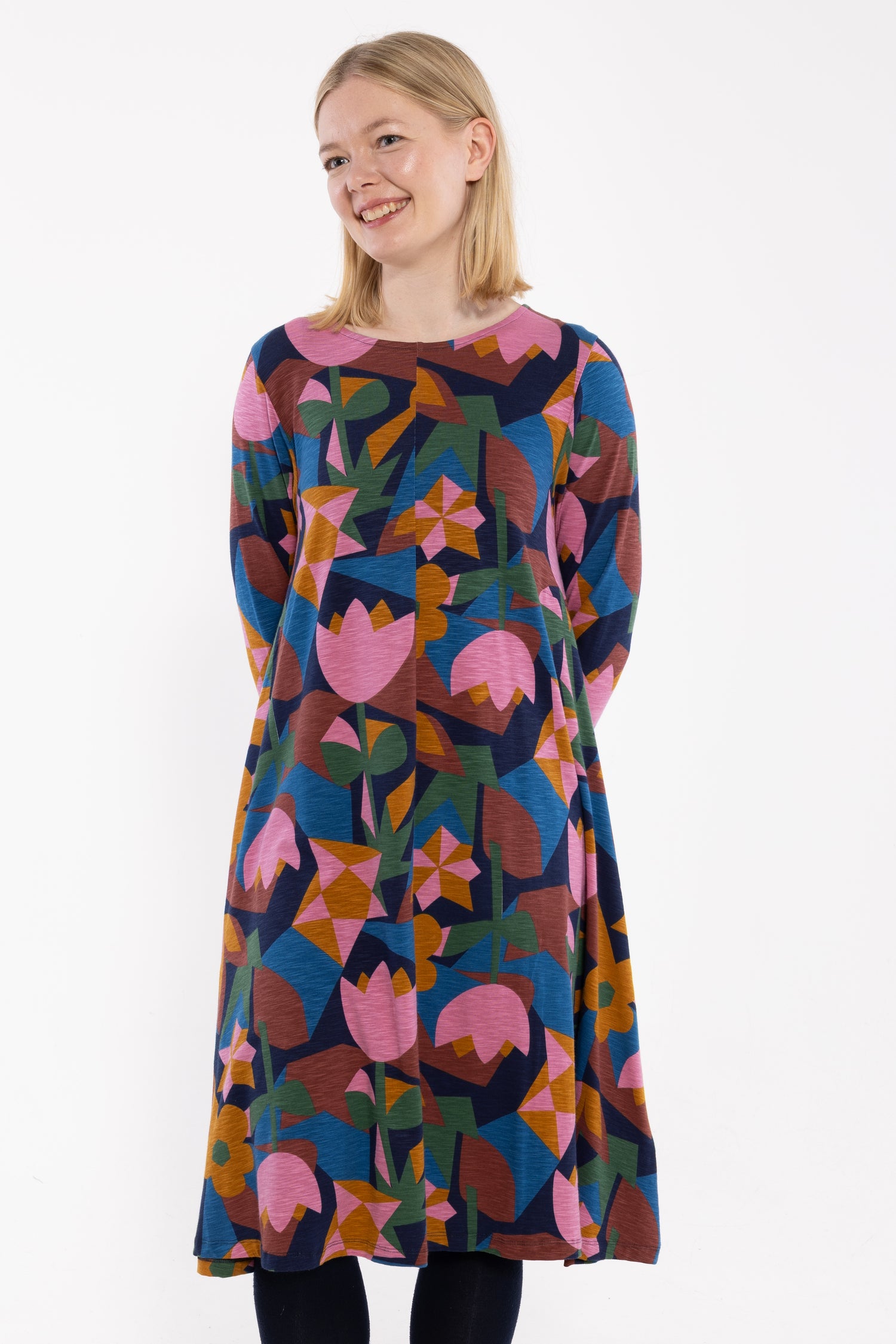 Danalberte LS Slub Dress Rose GEOFLEUR