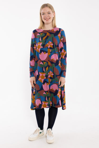 Danalberte LS Slub Dress Rose GEOFLEUR