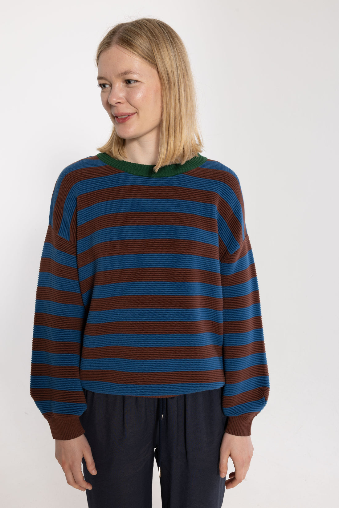 Danegold 3D Crotchet Cotton Sweater Dk Merlot/Ocean Blue