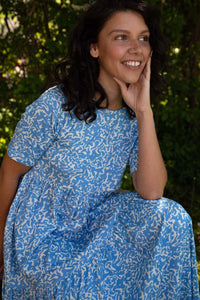 Danemarkise Viscose Dress Fresh Blue/Chalk RIPPLES