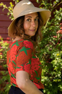 Daneboat Neck Viscose Tee Rust MAXIBERRY