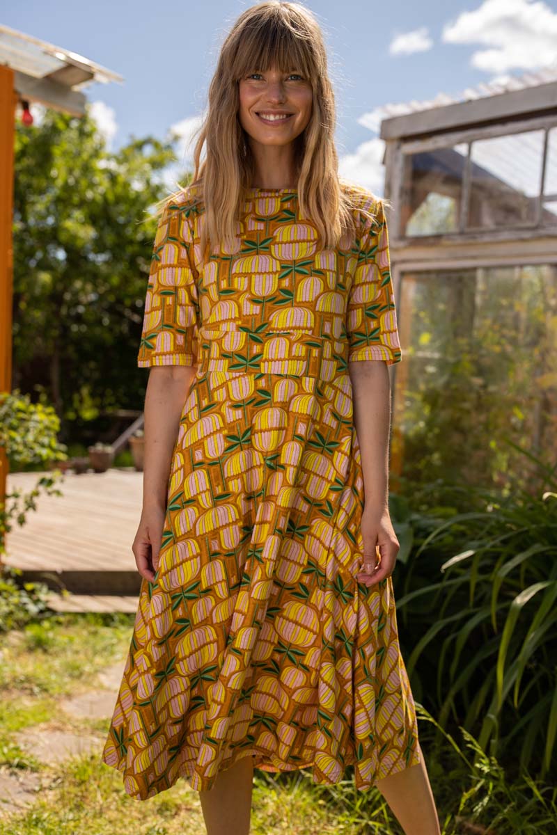 Danecharlotte Slub Dress Yellow Mix GERMANITE