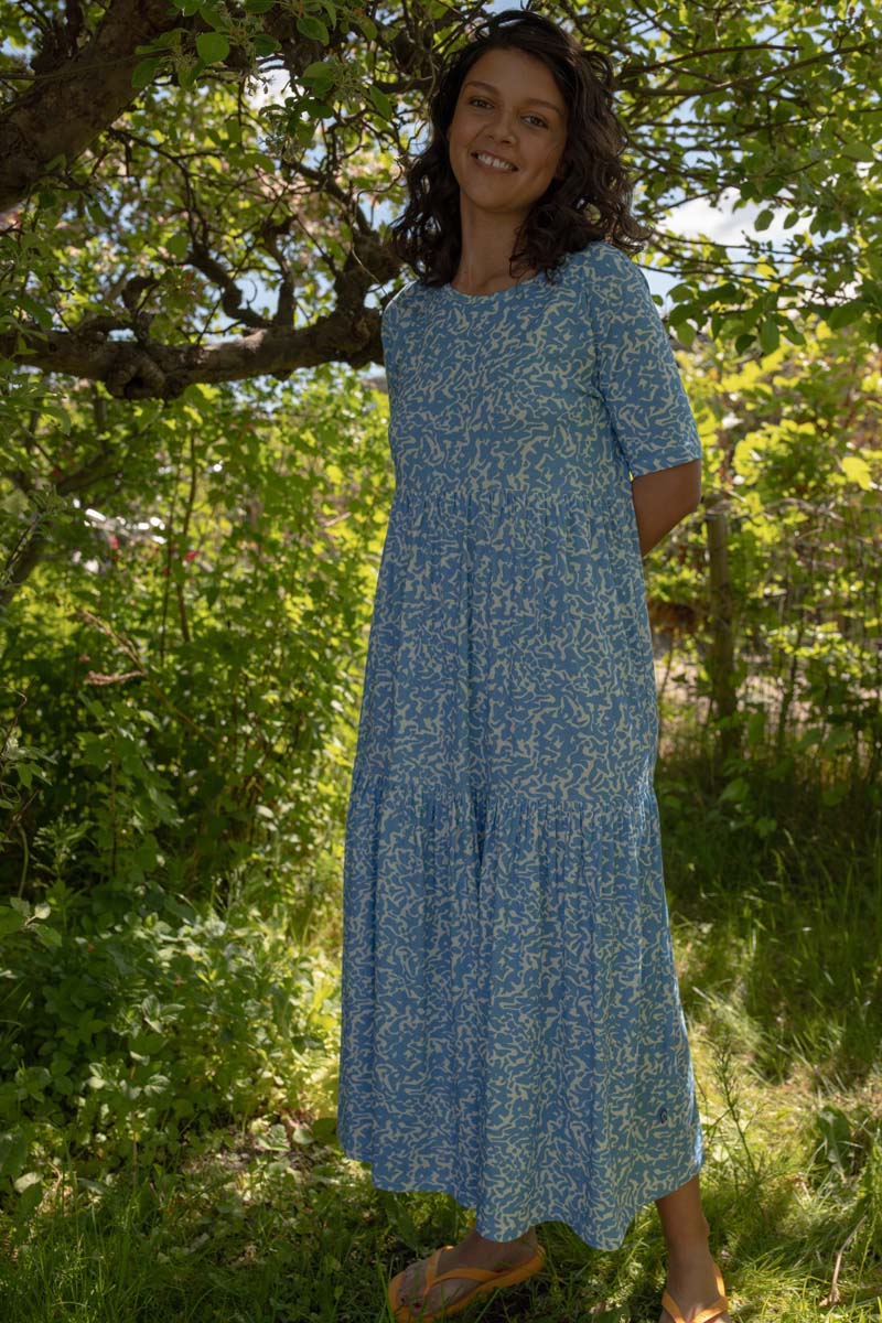 Danemarkise Viscose Dress Fresh Blue/Chalk RIPPLES