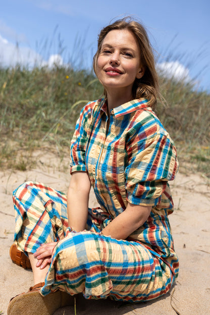 Smart bæk og bølge buksedragt i ternet mønster 